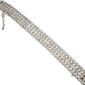 B David Clear Rhinestone Silver Tone Bracelet