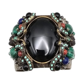 Ollipop Gemstone Butterfly Thick Cuff Bracelet