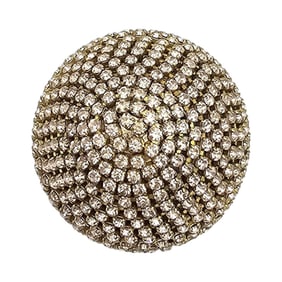 Vintage Clear Rhinestone Gold Tone Dome Brooch
