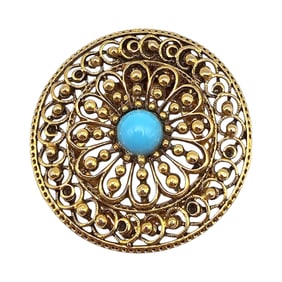 ART Faux Turquoise Gold Tone Round Clip