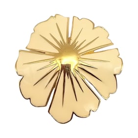 Monet Cream Enamel Gold Tone Flower Brooch