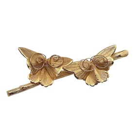 Vintage Giovanni Gold Tone Double Butterfly Brooch