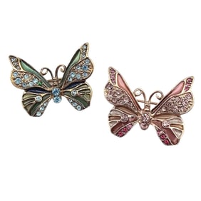 Liz Claiborne Enamel Rhinestone Lot 2 Brooches