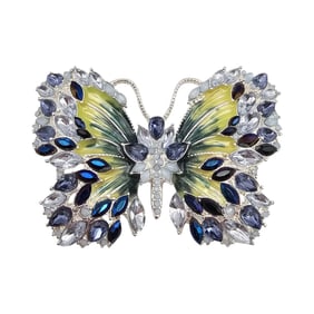 Vintage Blue Rhinestone Enamel Butterfly Brooch