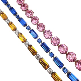 Vintage Lot 3 Rhinestone Bracelets