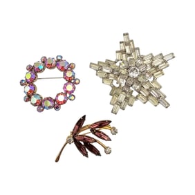 Lot 3 Rhinestone Brooches