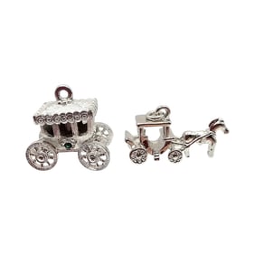 Lot 2 Silver Tone Carriage Charms