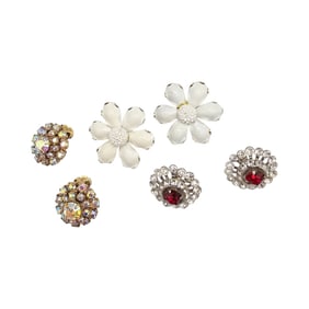 Vintage Lot 3 Enamel Rhinestone Earrings