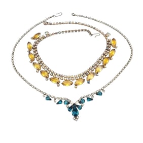 Vintage Lot 2 Rhinestone Choker Necklace