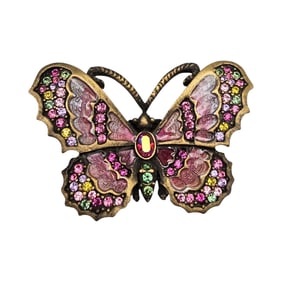 Jay Strongwater Enamel Rhinestone Butterfly Brooch