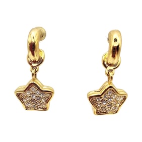 Swarovski Crystal Gold Tone Star Drop Dangle Earrings