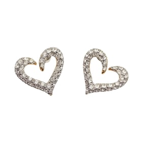Swarovski Crystal Gold Tone Heart Earrings