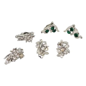 Lisner Vintage Lot 3 Rhinestone Earrings