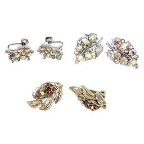 Lisner Vintage Lot 3 Rhinestone Earrings