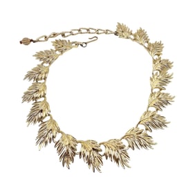 Lisner Vintage Gold Tone Leaf Link Bib Necklace