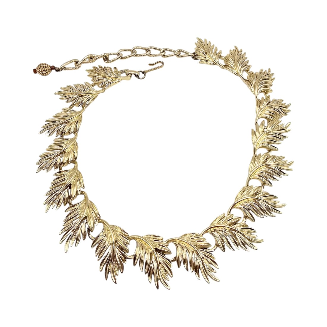 Lisner Vintage Gold Tone Leaf Link Bib Necklace: Lisner Vintage Gold Tone Leaf Link Bib Necklace