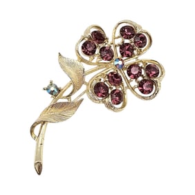 Lisner Vintage Rhinestone Gold Tone Flower Brooch