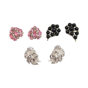 Lisner Vintage Lot 3 Rhinestone Earrings