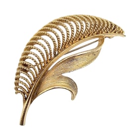 Lisner Gold Tone Open Work Leaf Brooch