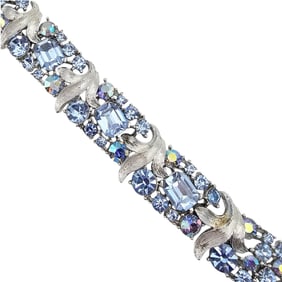 Lisner Blue Rhinestone Silver Tone Bracelet