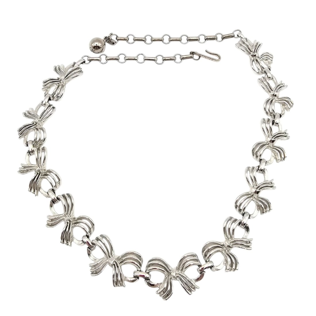 Lisner Vintage Silver Tone Bow Choker Necklace: Lisner Vintage Silver Tone Bow Choker Necklace