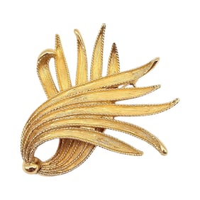 Lisner Textured Gold Tone Flowing Leaf Brooch