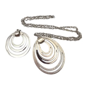 Lisner Lot 2 Silver Tone Circle Necklaces