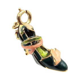 Kenneth J Lane Enamel Gold Tone Dress Shoe Pendant