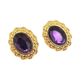 Kenneth J Lane Purple Center Gold Tone Earrings