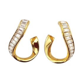 Swarovski Crystal Gold Tone Swoop Earrings