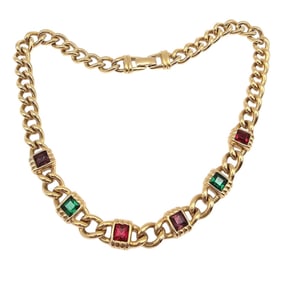 Swarovski Crystal Multi Color Gold Tone Necklace