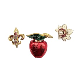 Lot 3 Enamel Brooches