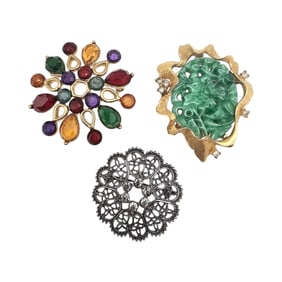 Lot 3 Rhinestone Brooches