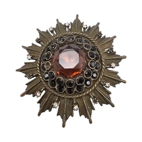 YOSCA Rhinestone Star Sunburst Brooch