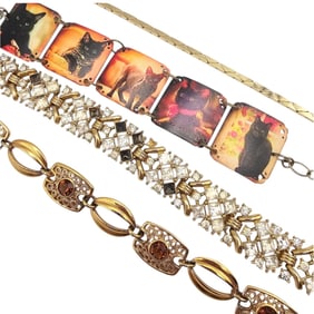 Lot 4 Crown Trifari Variety Bracelets