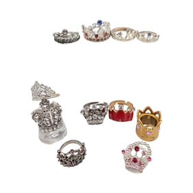 Lot Rhinestone Crown Rings Variety