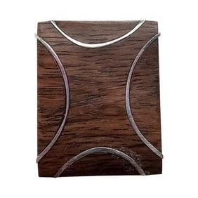 Silver Tone Wood Vintage Inlay Ring Size 6.5