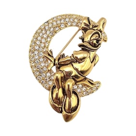 Disney Napier Rhinestone Gold Tone Daisy Duck Brooch