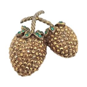 Weiss Rhinestone Strawberry Brooch