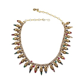 Vintage Coro Multi Color Rhinestone Collar Necklace