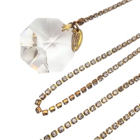 Miriam Haskell Rhinestone Gold Necklace Accent