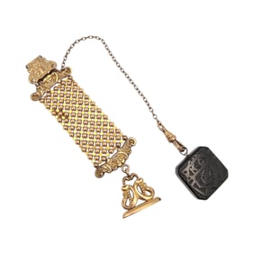 Vintage KC Gold Tone Mesh Watch Fob