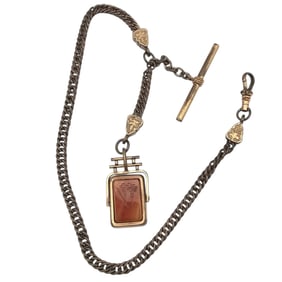 BSF & Co Vintage Carnelian Obsidian Watch Fob