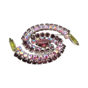 Pink Rhinestone Swirl Brooch