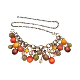 Vintage Germany Plastic/Lucite Gold Tone Bead Necklace