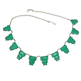 Czech Vintage Green Rhinestone Necklace