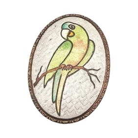 Czech Vintage Enamel Parrot Bird Brooch