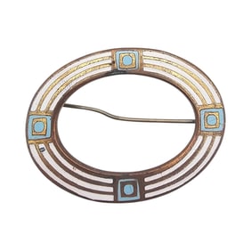 Czech Vintage Enamel Circle Brooch