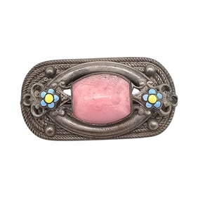 Czech Vintage Pink Glass Rhinestone Brooch