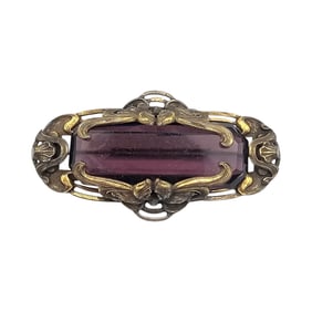 Czech Vintage Purple Rhinestone Brooch